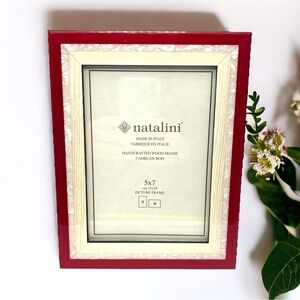 Natalini wood frame Red/Beige/Gold tone trim 5”x7” NEW NWT